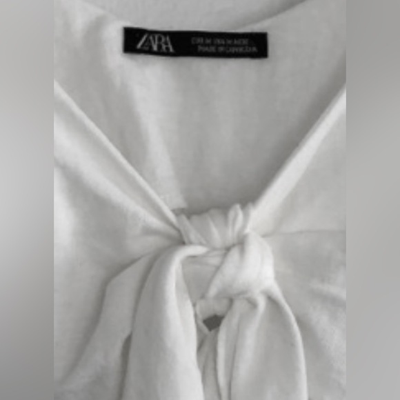 Zara white knit tank top wth adjustable tie - Picture 3 of 6